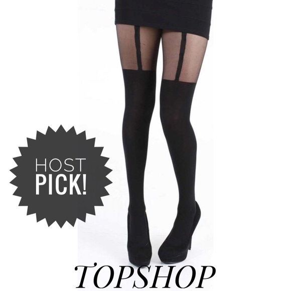 Hpnwt Topshop Black Suspender Tights 